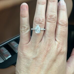 Elegant Silver moissanite Pear Ring